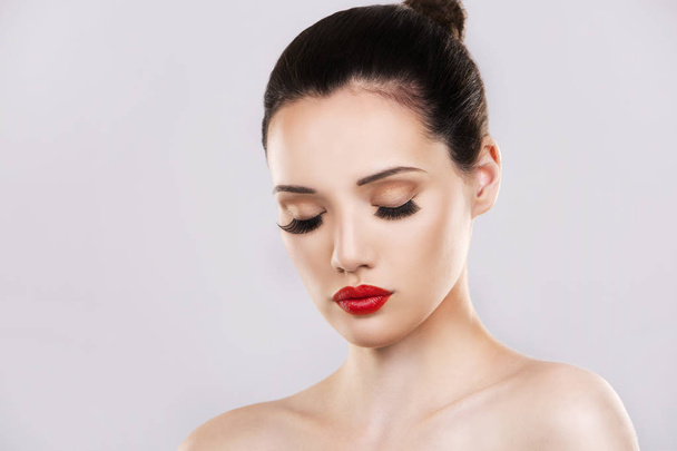 beautiful woman with red lipstick - 写真・画像