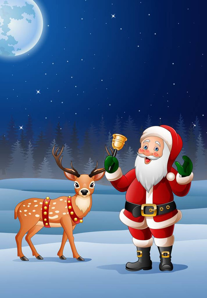 Boże Narodzenie tło z Santa Claus kreskówka dzwonek dzwonka - Wektor, obraz