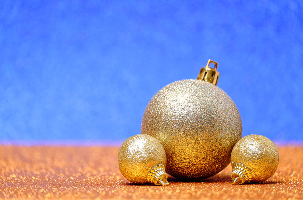 Christmas and New Year decorations on glitter background - Фото, зображення