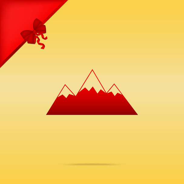 Mountain sign illustration. Cristmas design red icon on gold bac - Vector, Image