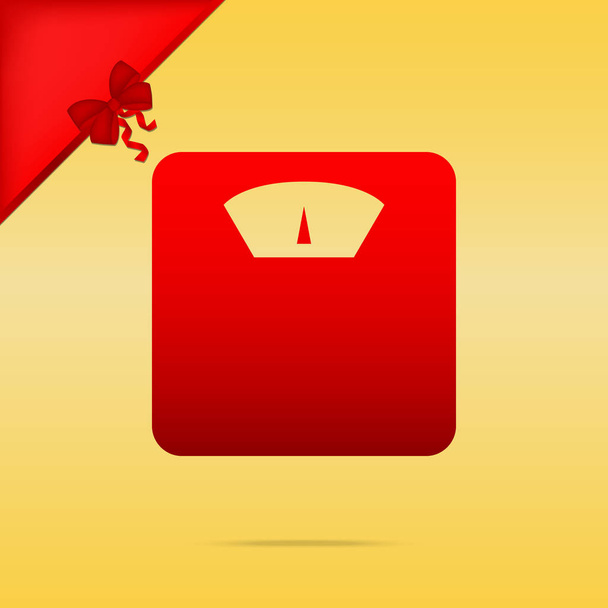 Signo de baño. Cristmas diseño icono rojo sobre fondo dorado
 - Vector, imagen