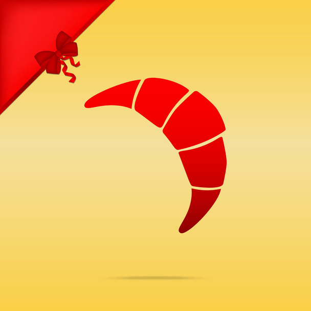 Croissant simple signe. Cristmas design icône rouge sur backgrou or
 - Vecteur, image