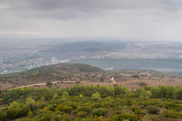 View of the Jezreel Valley in winter day from Mount Carmel, Israel - Photo, Image