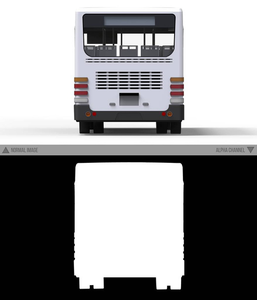 個別アルファ チャネル付きの白い背景の上の小さな都市の白いバス。3 d レンダリング. - 写真・画像
