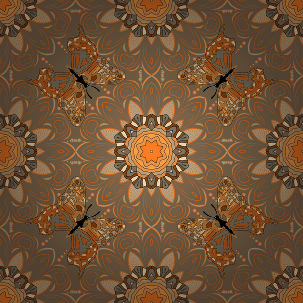 Naadloze patroon met mandala's. Vector ornamenten, achtergrond - Vector, afbeelding