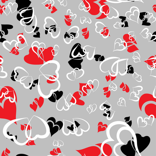 Red hearts - seamless vector pattern - Vecteur, image