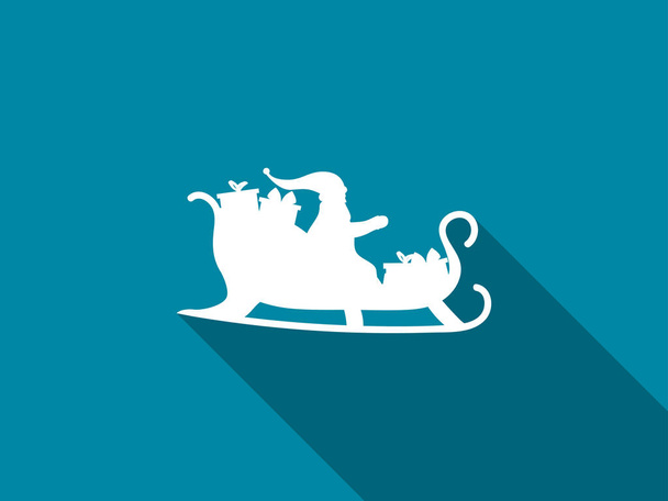 Santa Claus in a sleigh with a long shadow. Vector illustration. - Vector, Image