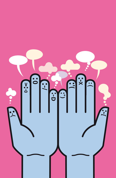 Mãos e Emoticons
 - Vetor, Imagem