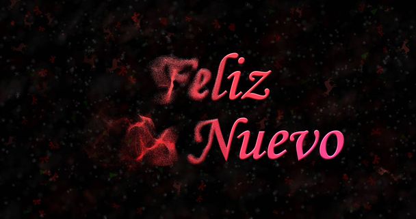 Boldog új évet szöveg a spanyol "Feliz ano nuevo" kiderül, hogy por, fekete háttér bal - Fotó, kép
