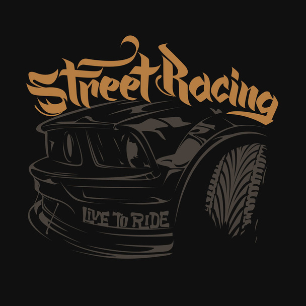 Типография гоночных автомобилей, графика футболок, надписи
 - Вектор,изображение