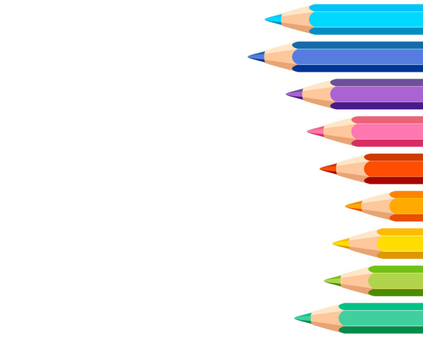 White background with colored pencils  - Vector, Image