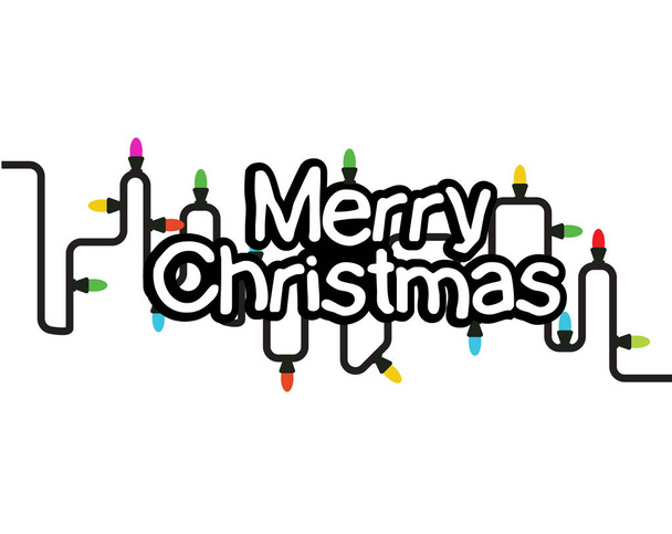 Merry christmas inscription with colorful garlands - Vector, Image