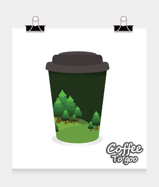 grüne Papiertasse Kaffee - Vektor, Bild