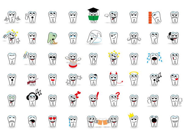 53 набір зубів вектор веселі посмішки
 - Вектор, зображення