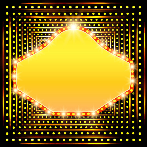 Shining background with retro casino light banner - Vector, Image