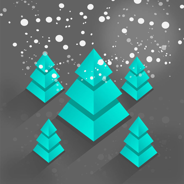Saludos de Año Nuevo Árbol de Navidad bosque nieve
 - Vector, imagen