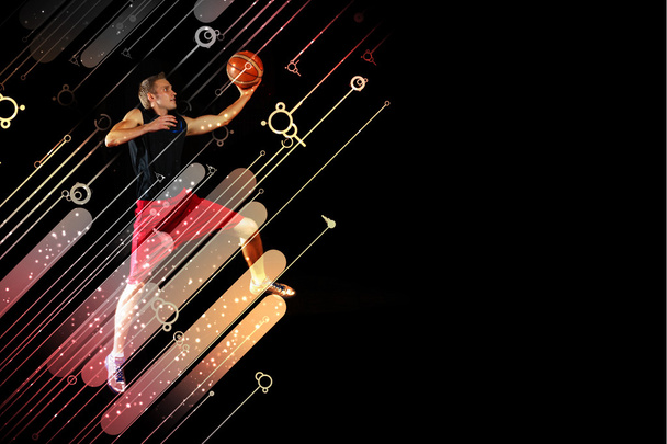 Basketball player with a ball - Valokuva, kuva