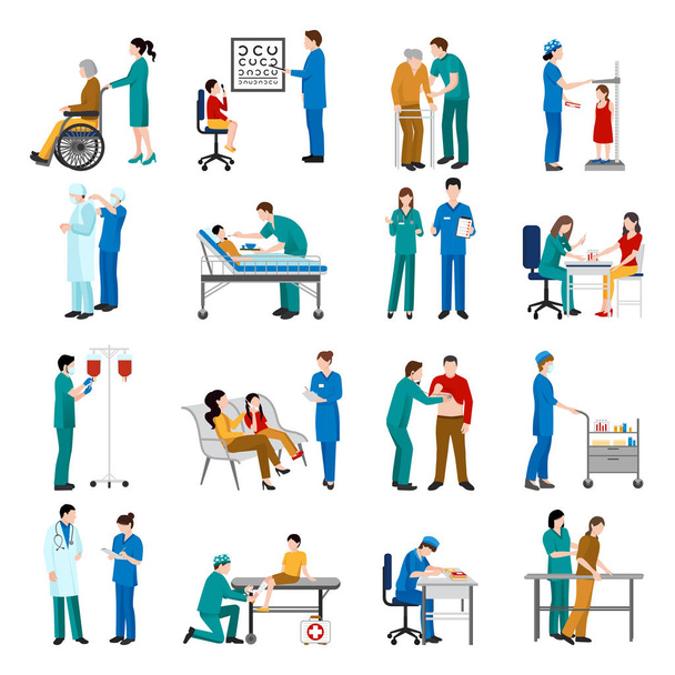 Conjunto de ícones de enfermeira
 - Vetor, Imagem