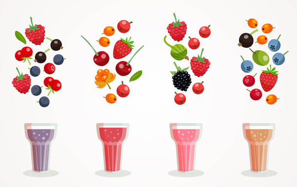 Berry Smoothies Set  - Vector, afbeelding