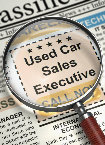 Gebruikte auto Sales Executive inhuren van nu. 3D. - Foto, afbeelding