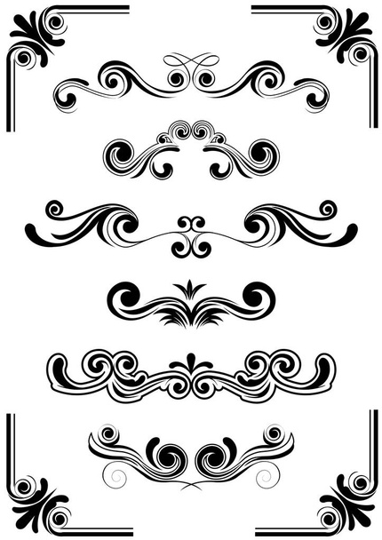 Fekete-fehér ívelt design elemek - Vektor, kép