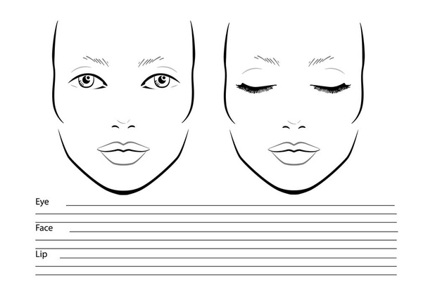 Gráfico facial Maquiagem Artista em branco. Modelo. Ilustração vetorial
. - Vetor, Imagem