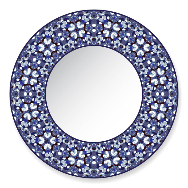 Dark blue decorative plate with pattern. - Vector, imagen