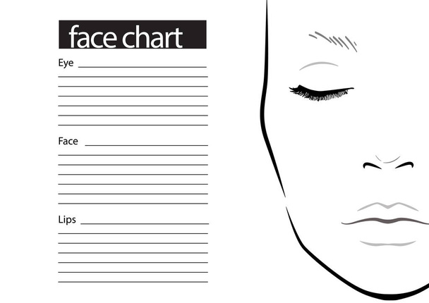 Face chart Makeup Artist Blank. Un modèle. Illustration vectorielle
. - Vecteur, image