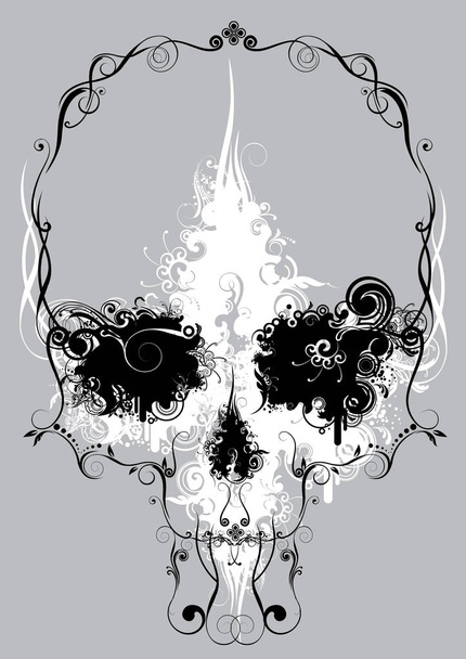 Skull flowers design - Vektori, kuva