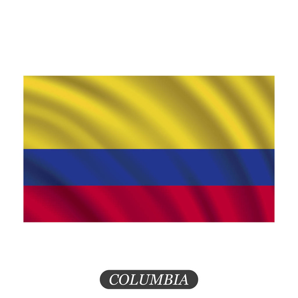 Размахивая флагом Колумбии на белом фоне. Векторная иллюстрация
 - Вектор,изображение