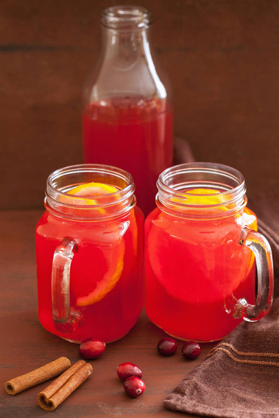 hot cranberry tea with orange cinnamon warming drink - Photo, Image