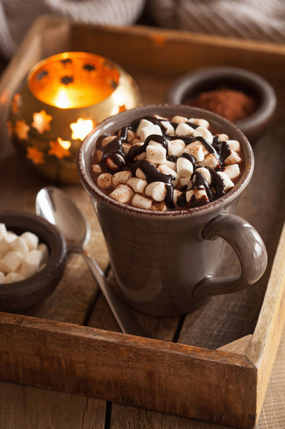 hot chocolate with mini marshmallows warming drink - Photo, image