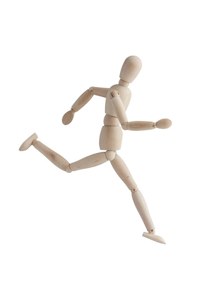 Wooden mannequin with running pose - 写真・画像