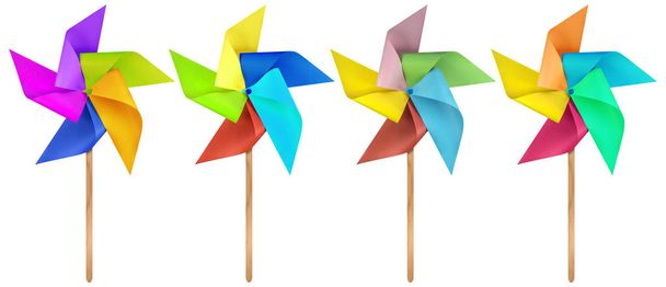 Paper windmill pinwheels - Colorful - Φωτογραφία, εικόνα