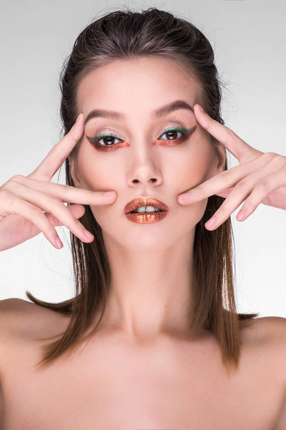 Asian beauty face closeup portrait with creative make up - Fotografie, Obrázek