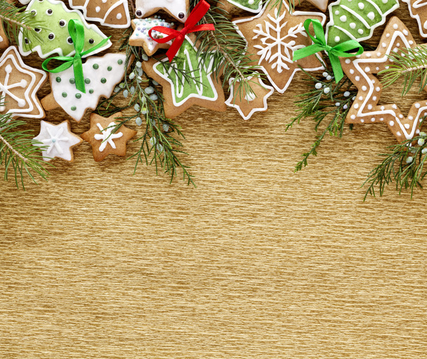 Christmas Ginger and Honey cookies background. - Photo, Image