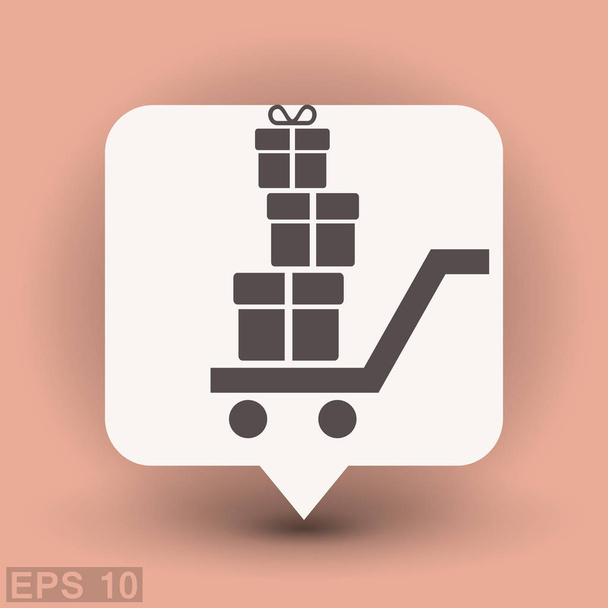 Shopping cart with presents in dialog bubble - Vector, Image