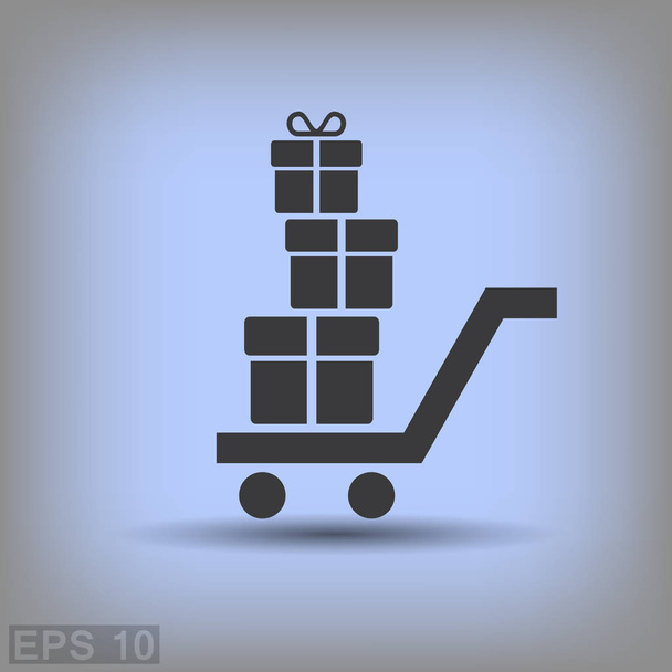 Shopping cart with presents  - Vector, Image