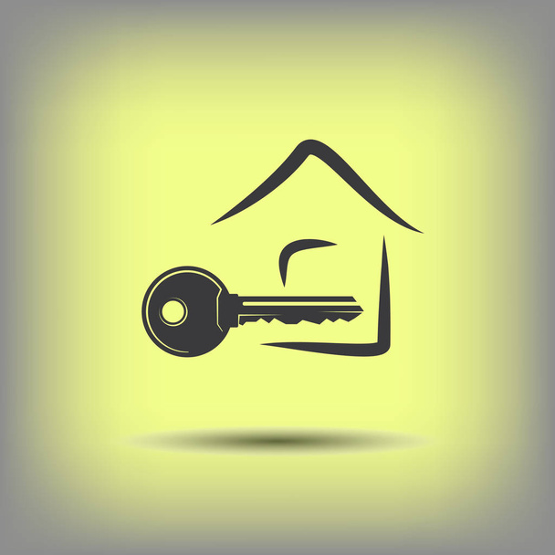 simple key and house icon - Vektör, Görsel