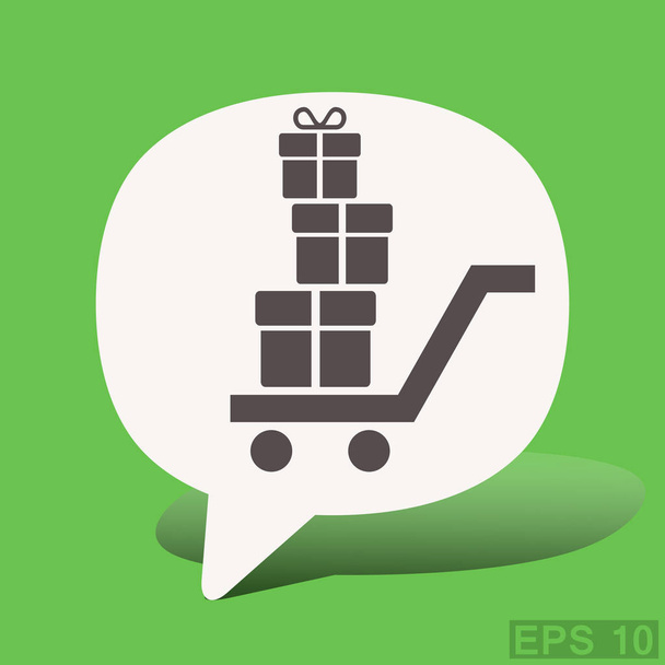 Shopping cart with presents in dialog bubble - Vector, Image