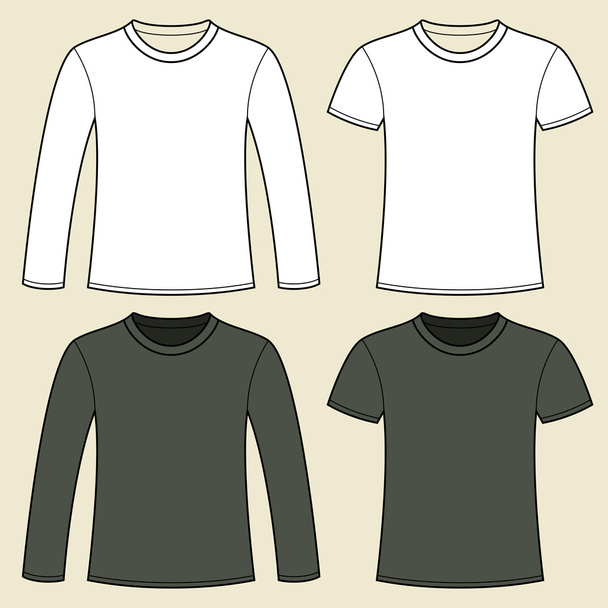 Шаблон футболки и футболки с длинными рукавами
 - Вектор,изображение