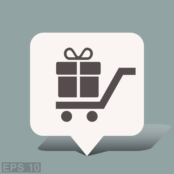 Shopping cart with present in dialog bubble - Vector, Image