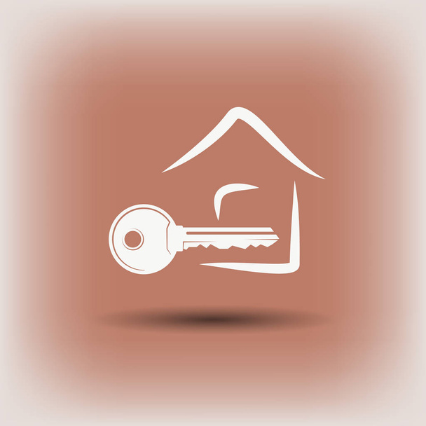 simple key and house icon - Вектор,изображение