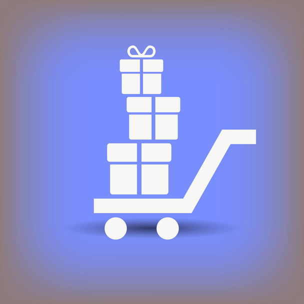 Shopping cart with presents  - Vector, Image