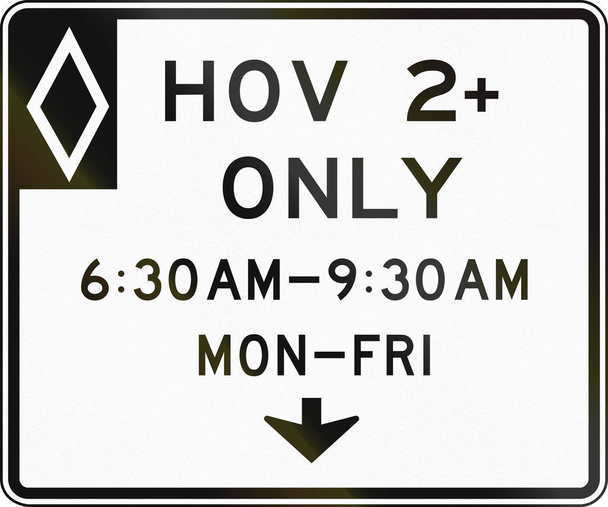 Сполучені Штати Mutcd регуляторних дорожній знак - високого резервування автомобіля lane з особливі дозволи - Фото, зображення