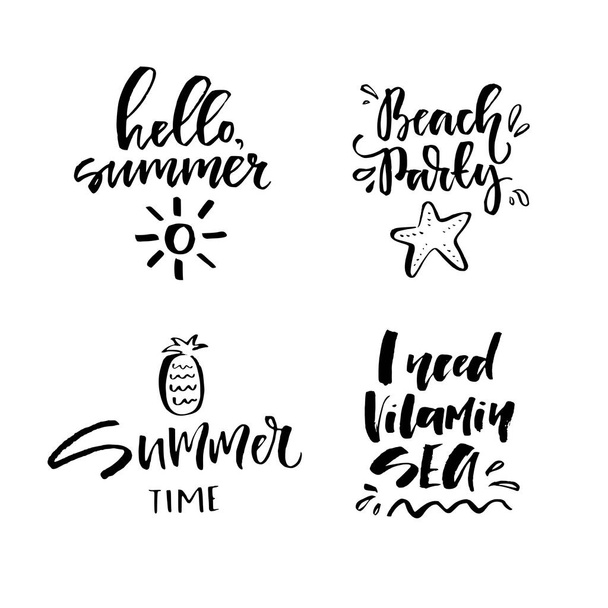 Black-White Summer Lettering - Vector, Image