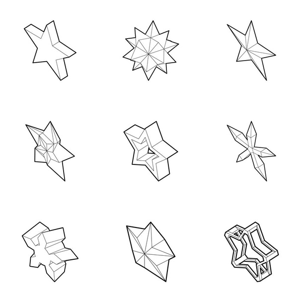 Geometric figure star icons set, outline style - Vector, Image