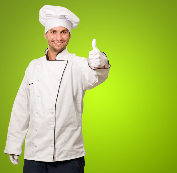 Muotokuva Chef Näytetään peukalo ylös merkki
 - Valokuva, kuva