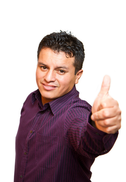 Smiling young man with thumbs up - Foto, imagen
