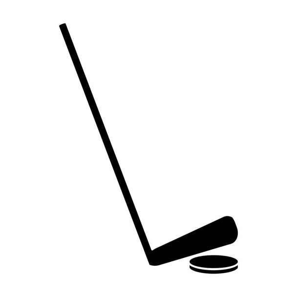 palo de juego de hockey y pictograma de disco
 - Vector, imagen